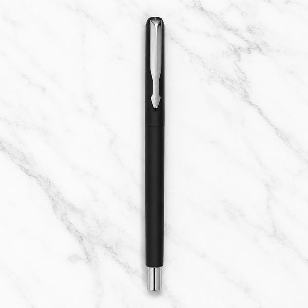 Ballpen Bazaar Matt Black Ball Pen with Black Cap & Silver Clip | Openable Cap Mechanism | Smooth Blue Ink Writing Pen | Premium Executive Ballpoint Pen | 1 Pc