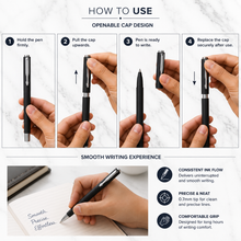 Ballpen Bazaar Matt Black Ball Pen with Black Cap & Silver Clip | Openable Cap Mechanism | Smooth Blue Ink Writing Pen | Premium Executive Ballpoint Pen | 1 Pc