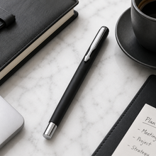 Ballpen Bazaar Matt Black Ball Pen with Black Cap & Silver Clip | Openable Cap Mechanism | Smooth Blue Ink Writing Pen | Premium Executive Ballpoint Pen | 1 Pc