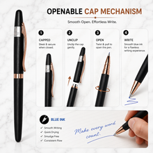 Matt Black Rose Gold Clip Ball Pen – Openable Mechanism, Blue Ink