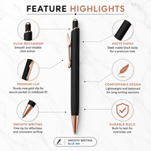 Ballpen Bazaar Matt Black Ball Pen with Rose Gold Clip | Click Mechanism | Smooth Blue Ink Writing Pen | Premium Executive Ballpoint Pen | 1 Pc