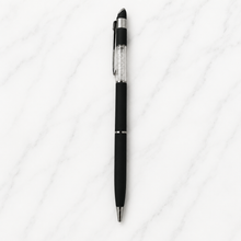 Ballpen Bazaar Matt Black Ball Pen with Silver Clip & White Diamond Design | Twist Mechanism | Smooth Blue Ink Writing Pen | Premium Executive Ballpoint Pen | 1 Pc