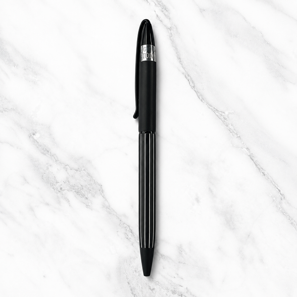 Ballpen Bazaar Matt Black Ball Pen with White Lining Design | Twist Mechanism | Smooth Blue Ink Writing Pen | Premium Executive Ballpoint Pen | 1 Pc
