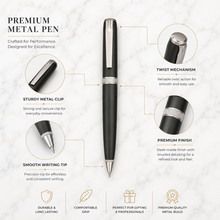 Ballpen Bazaar Matt Black Twist Ball Pen with Gunmetal Clip | Premium Blue Ink Metal Ball Pen | Smooth Writing Executive Pen | 1 Piece