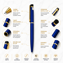 Matte Blue Ball Pen – Gold Clip | Twist Ball Pen