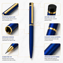 Matte Blue Ball Pen – Gold Clip | Twist Ball Pen