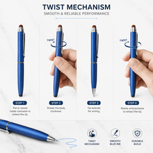 Ballpen Bazaar Matt Blue Ball Pen with Silver Clip & Rudrax Top | Twist Mechanism | Blue Ink | 1 Pc
