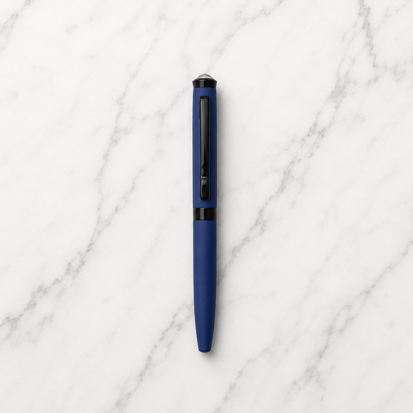 Matt Blue Ball Pen with Diamond Top | Twist Mechanism | Blue Ink
