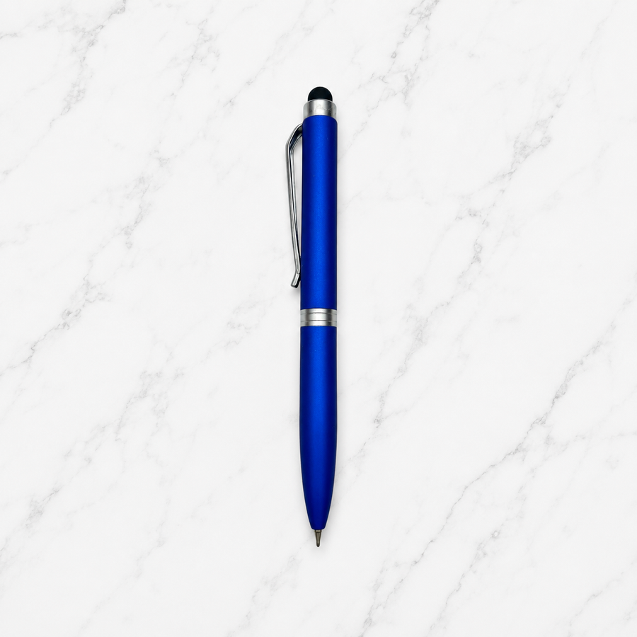 Matt Blue Mini Stylus Twist Ball Pen with Silver Clip – Blue Ink — Ballpen Bazaar