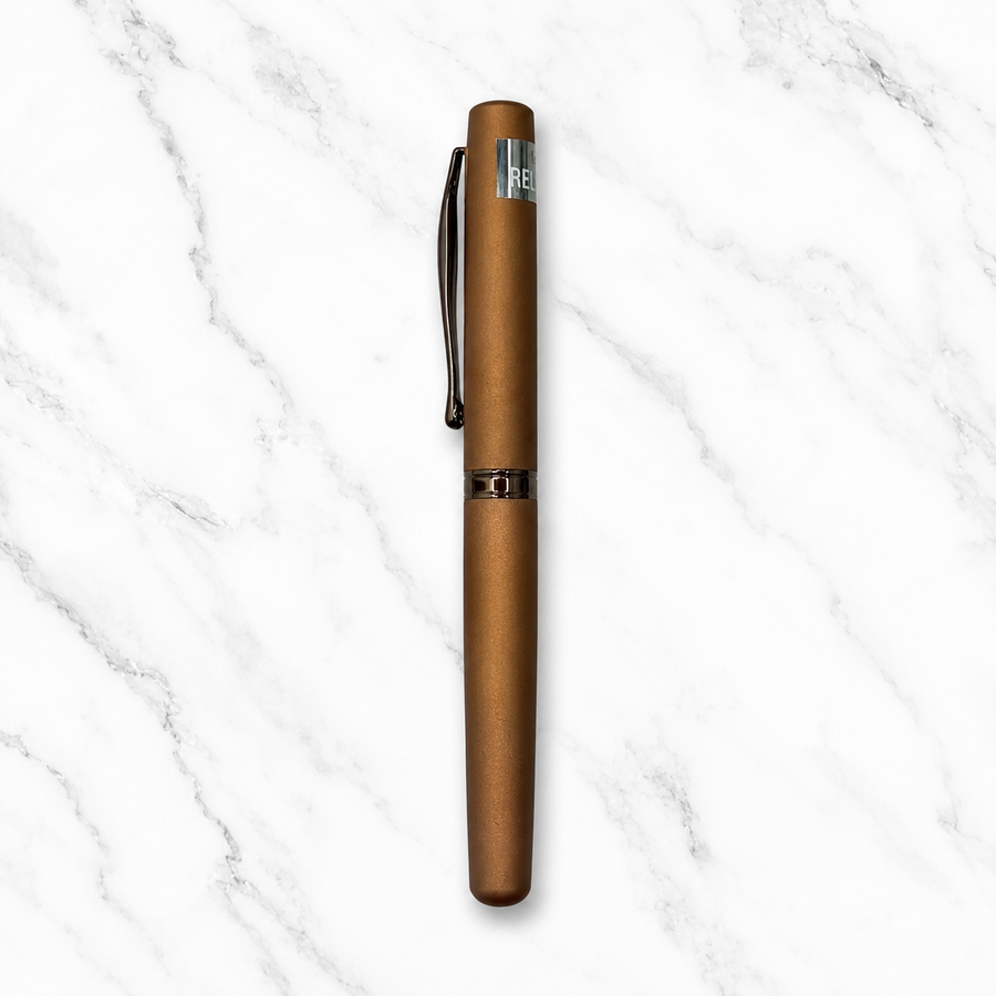 Matt Brown Ball Pen with Brown Cap & Glossy Brown Clip, Openable Metal Pen, Blue Ink, 1 Pen + 1 Extra Refill — Ballpen Bazaar