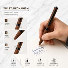 Matt Brown Mini Ball Pen with Diamond Twist | Blue Ink