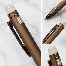 Ballpen Bazaar Matt Coffee Ball Pen with Glossy Brown Clip & White Crystal Diamond Top | Twist Mechanism | Smooth Blue Ink Writing Pen | Premium Executive Ballpoint Pen | 1 Pc