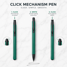Ballpen Bazaar Matt Green Ball Pen with Black Clip | Click Mechanism | Smooth Blue Ink | Premium Lightweight Writing Pen for Office School College & Daily Use