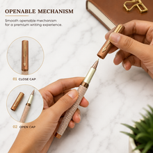 Ballpen Bazaar Matt Pearl White Ball Pen with Brown Grid Design & Glossy Brown Clip | Openable Cap Mechanism | Smooth Blue Ink Writing Pen | Premium Executive Metal Pen | 1 Piece