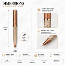 Ballpen Bazaar Matt Pearl White Ball Pen with Brown Grid Design & Glossy Brown Clip | Twist Mechanism | Smooth Blue Ink | Premium Writing Pen | 1 Piece