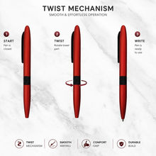 Ballpen Bazaar Matt Red Ball Pen with Black Clip | Twist Mechanism | Smooth Black Ink Writing Pen | Metal Body Pen for Office School Business Use | 1 Pc