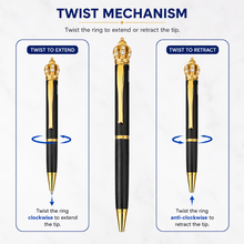 Ballpen Bazaar Matte Black Ball Pen with Gold Clip & Crown Top | Twist Mechanism | Smooth Blue Ink Writing Pen | Premium Metal Executive Gift Pen | 1 Piece