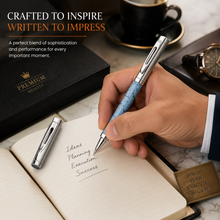 Ballpen Bazaar Metallic Blue Square Body Ball Pen with Silver Cap | Openable Mechanism | Blue Ink | Premium Metal Writing Pen