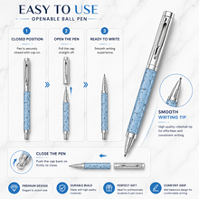 Ballpen Bazaar Metallic Blue Square Body Ball Pen with Silver Cap | Openable Mechanism | Blue Ink | Premium Metal Writing Pen