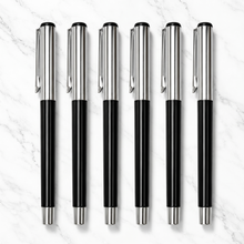 Ballpen Bazaar Metallic Glossy Black Ball Pen with Silver Cap | Openable Mechanism | Smooth Blue Ink | Premium Metal Pen Set of 5