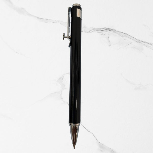 Metallic Black Pen with Silver Clip | Slider Click | Blue Ink