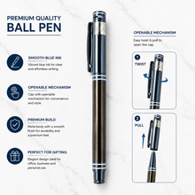 Metallic Glossy Blue Body with Gun Metal Shadow Ball Pen -...