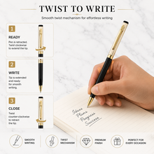 Ballpen Bazaar Metallic Glossy Cream & Black Dual Colour Square Body Ball Pen with Gold Clip | Premium Twist Mechanism | Smooth Black Ink Pen | Executive Writing Pen | 1 Pc
