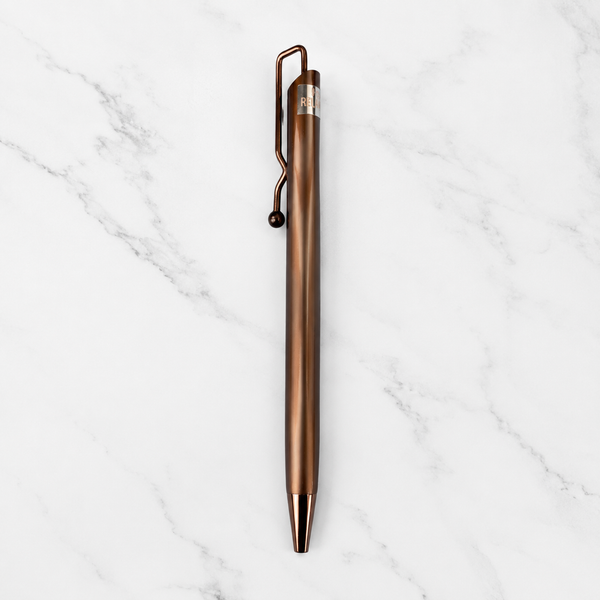 Ballpen Bazaar Metallic Glossy Dark Brown Ball Pen with Designer Brown Clip | Click Mechanism Blue Ink Pen | Premium Metal Writing Pen for Office School & Daily Use