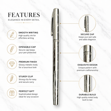 Ballpen Bazaar Metallic Glossy Designer Silver Ball Pen with Silver Cap | Openable Mechanism | Blue Ink | 1 Pc Metal Writing Pen