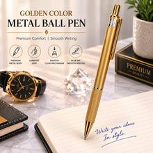 Ballpen Bazaar Metallic Glossy Gold Ball Pen Set of 3 | Gold Clip Click Mechanism | Smooth Blue Ink Writing Pens
