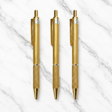 Ballpen Bazaar Metallic Glossy Gold Ball Pen Set of 3 | Gold Clip Click Mechanism | Smooth Blue Ink Writing Pens