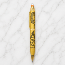 Ballpen Bazaar Metallic Glossy Gold Ball Pen with Shiv Ji Engraving & Rudraksh Top | Premium Twist Mechanism Blue Ink Writing Pen | Spiritual Gift Pen for Daily Use | 1 Piece