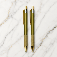 Ballpen Bazaar Metallic Glossy Gold Colour Ball Pen with Gold Clip | Click Mechanism | Smooth Blue Ink Writing Pen | Executive Ballpoint Pen | 2 Pcs