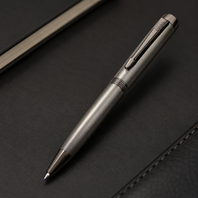 Ballpen Bazaar Metallic Glossy Gray Ball Pen with Gunmetal Clip | Twist Mechanism | Smooth Blue Ink Writing Pen