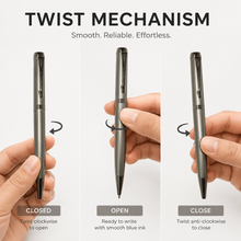 Ballpen Bazaar Metallic Glossy Gray Ball Pen with Gunmetal Clip | Twist Mechanism | Smooth Blue Ink Writing Pen