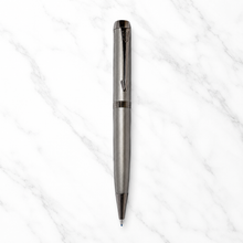 Ballpen Bazaar Metallic Glossy Gray Ball Pen with Gunmetal Clip | Twist Mechanism | Smooth Blue Ink Writing Pen