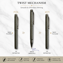 Ballpen Bazaar Metallic Glossy Gunmetal Ball Pen with Gunmetal Clip | Twist Mechanism | Smooth Blue Ink | Premium Metal Writing Pen for Office, School & Gifting