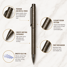 Ballpen Bazaar Metallic Glossy Gunmetal Ball Pen with Gunmetal Clip | Twist Mechanism | Smooth Blue Ink | Premium Metal Writing Pen for Office, School & Gifting