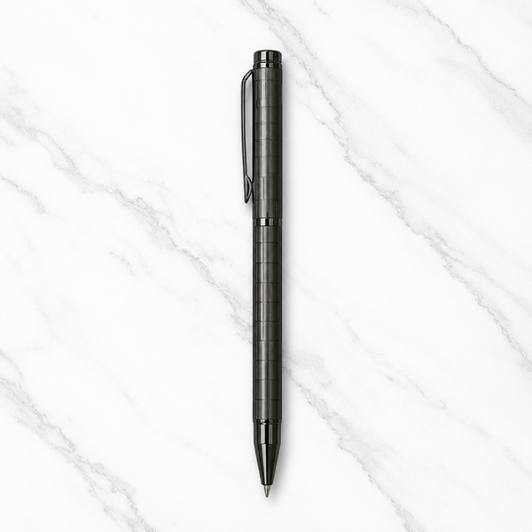 Ballpen Bazaar Metallic Glossy Designer Gunmetal Body Ball Pen with Gunmetal Clip | Twist Mechanism | Smooth Black Ink Writing Pen | Executive Ballpoint Pen | 1 Pc