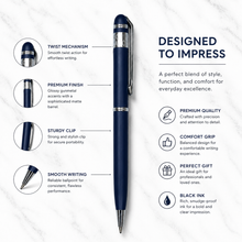 Ballpen Bazaar Metallic Glossy Gunmetal Ball Pen with Silver Clip | Twist Mechanism | Smooth Blue Ink Writing Pen | Premium Executive Ballpoint Pen
