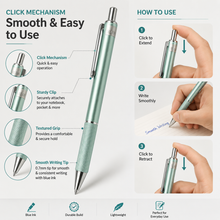 Ballpen Bazaar Metallic Glossy Light Green Ball Pen with Silver Clip | Click Mechanism | Smooth Black Ink Writing Pen | Premium Executive Ballpoint Pen | 1 Pc