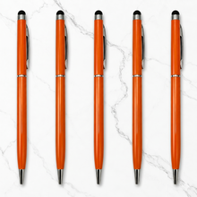 Ballpen Bazaar Metallic Glossy Orange Ball Pen with Silver Clip | Twist Mechanism | Smooth Blue Ink | Premium Metal Ballpoint Pens | Pack of 5