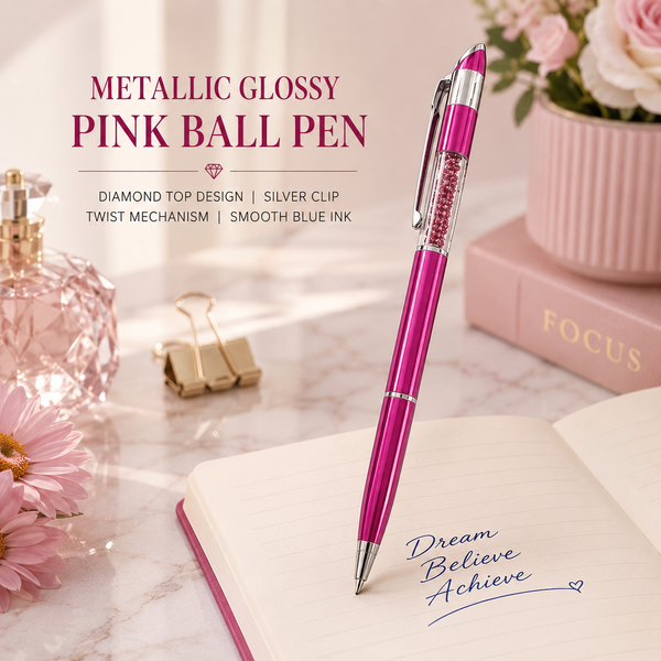 Metallic Pink Diamond Ball Pen | Valentine Gift Pen