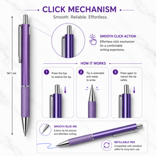 Ballpen Bazaar Metallic Glossy Purple Ball Pen with Silver Clip | Click Mechanism | Blue Ink | 1 Pc