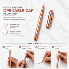 Metallic Glossy Rose Gold Ball Pen – Openable Cap | Blue Ink
