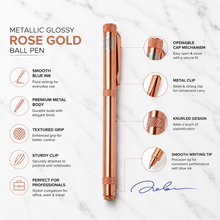 Metallic Glossy Rose Gold Ball Pen – Openable Cap | Blue Ink
