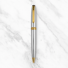 Ballpen Bazaar Metallic Glossy Silver Ball Pen with Gold Clip | Twist Mechanism | Smooth Black Ink | Premium Metal Writing Pen | 1 Piece