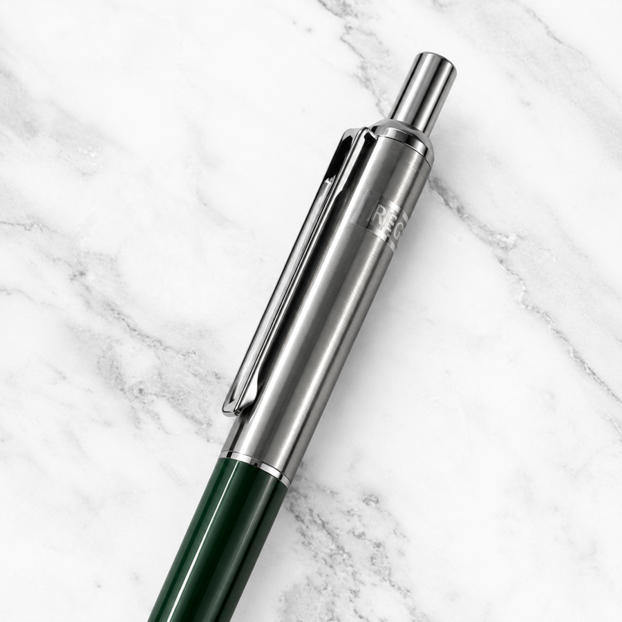Metallic Green & Silver Dual Colour Ball Pen, Click, Blue Ink — Ballpen Bazaar