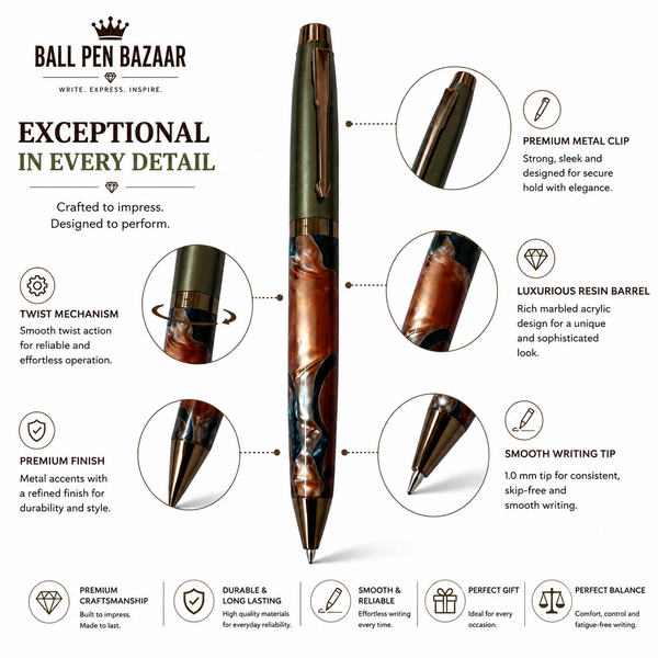 Metallic Red Designer Ball Pen – Gunmetal Cap | Blue Ink