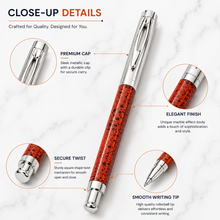 Ballpen Bazaar Metallic Orange Designer Ball Pen with Silver Cap | Openable Mechanism | Blue Ink | Premium Metal Writing Pen